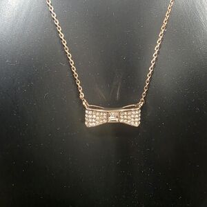 Kate Spade Ready Set Rose Gold Pave Bow Pendant Necklace